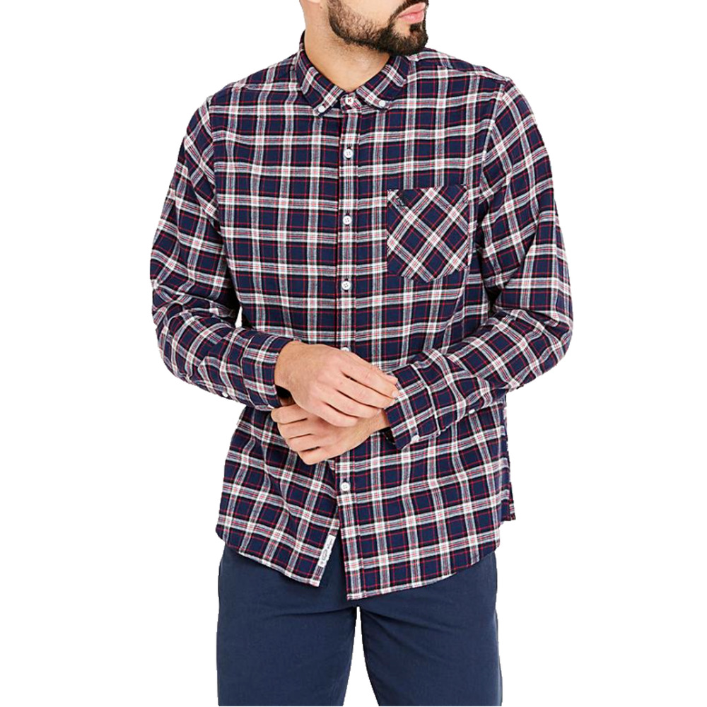 Original Penguin Shirt Mens‎ Medium Navy Red Plaid Flannel Preppy Grunge Gorp